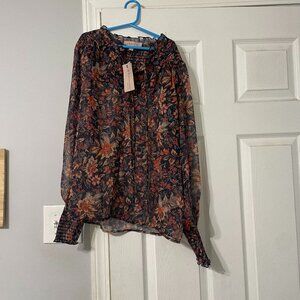 Floral Sheer Long Sleeve Blouse – Philosophy – New with Tags, Small